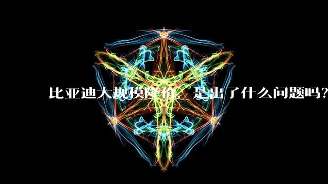 比亚迪大规模降价，是出了什么问题吗？