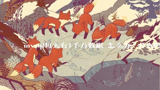 mysql每天有1千万数据 怎么办?分表吗 有什么好的方案。?